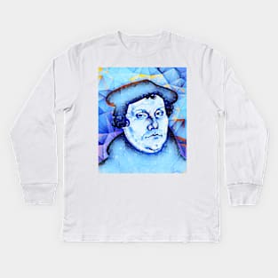 Martin Luther Snowy Portrait | Martin Luther Artwork | Martin Luther Painting 14 Kids Long Sleeve T-Shirt